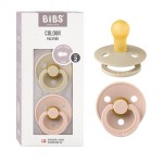 BIBS Pacifiers Colour Collection | Natural Rubber Baby Pacifier | Set of 2 BPA-Free Soothers | Made in Denmark | 0+ Months (Pack of 2) | Vanilla/Blush