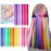 Christmas Gift Stocking Stuffers for Girl Toy 24PC Colored Clip in Hair Extension Age 4 5 6 7 8-10-12 Year Old, 20Inch Colorful Hair Accessories Rainbow Hairpieces Birthday for Girls Easter Valentines
