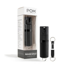 POM Premium Pepper Spray Keychain, Quick Release Access Flip Top Safety, Police Grade OC Formula with UV Marking Dye, 25 Precision Bursts, 10 Foot Effective Range, Made in USA