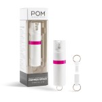 POM Pepper Spray Keychain, Quick Key Release for Instant Access, Flip Top Safety, Maximum Strength OC Formula with UV Marking Dye, 25 Bursts, 10 ft Range, 0.5 fl oz