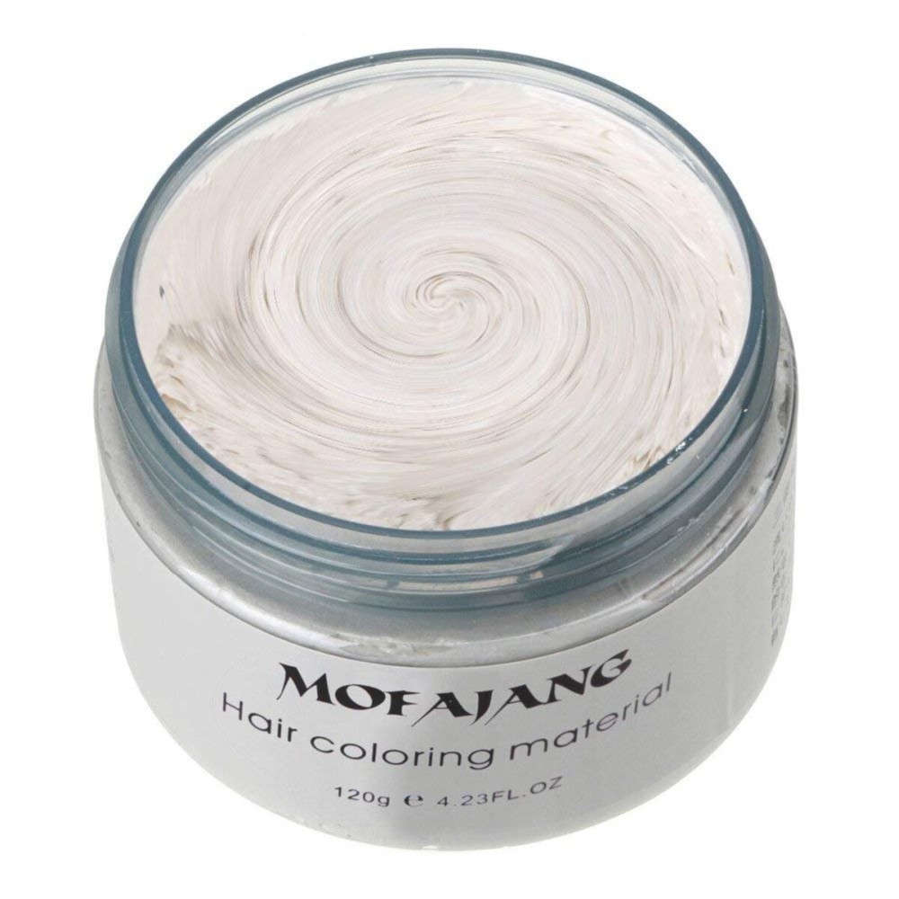 MOFAJANG Unisex Hair Wax Color Dye Styling Cream Mud, Natural Hairstyle Pomade, Washable Temporary,Party Cosplay (White)