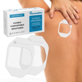 Houseables Waterproof Bandages, Transparent Film Dressing, Waterproof Bandages Post Surgical, for Wound Cover, Showering, Patches for Skin, Swimming, Tattoo, Medical, IV, Clear, 2 3/8 x2 3/4, 100 Pack