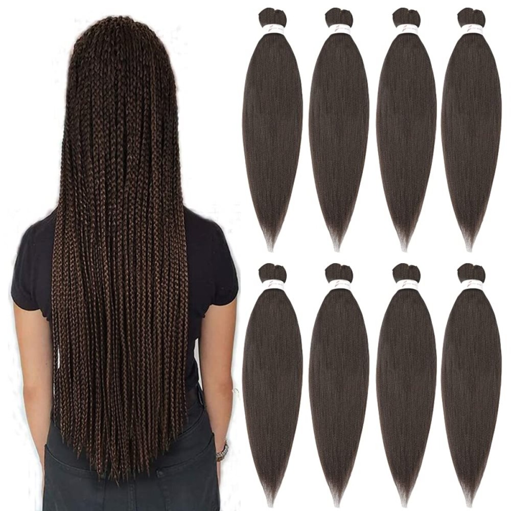 Braiding Hair Pre Stretched 20\'\'-8 Packs Synthetic Braiding Hair Crochet Braids Hot Water Setting Professional Soft Yaki Straight Texture (20inch,4)