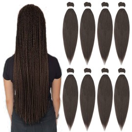 Braiding Hair Pre Stretched 20\'\'-8 Packs Synthetic Braiding Hair Crochet Braids Hot Water Setting Professional Soft Yaki Straight Texture (20inch,4)