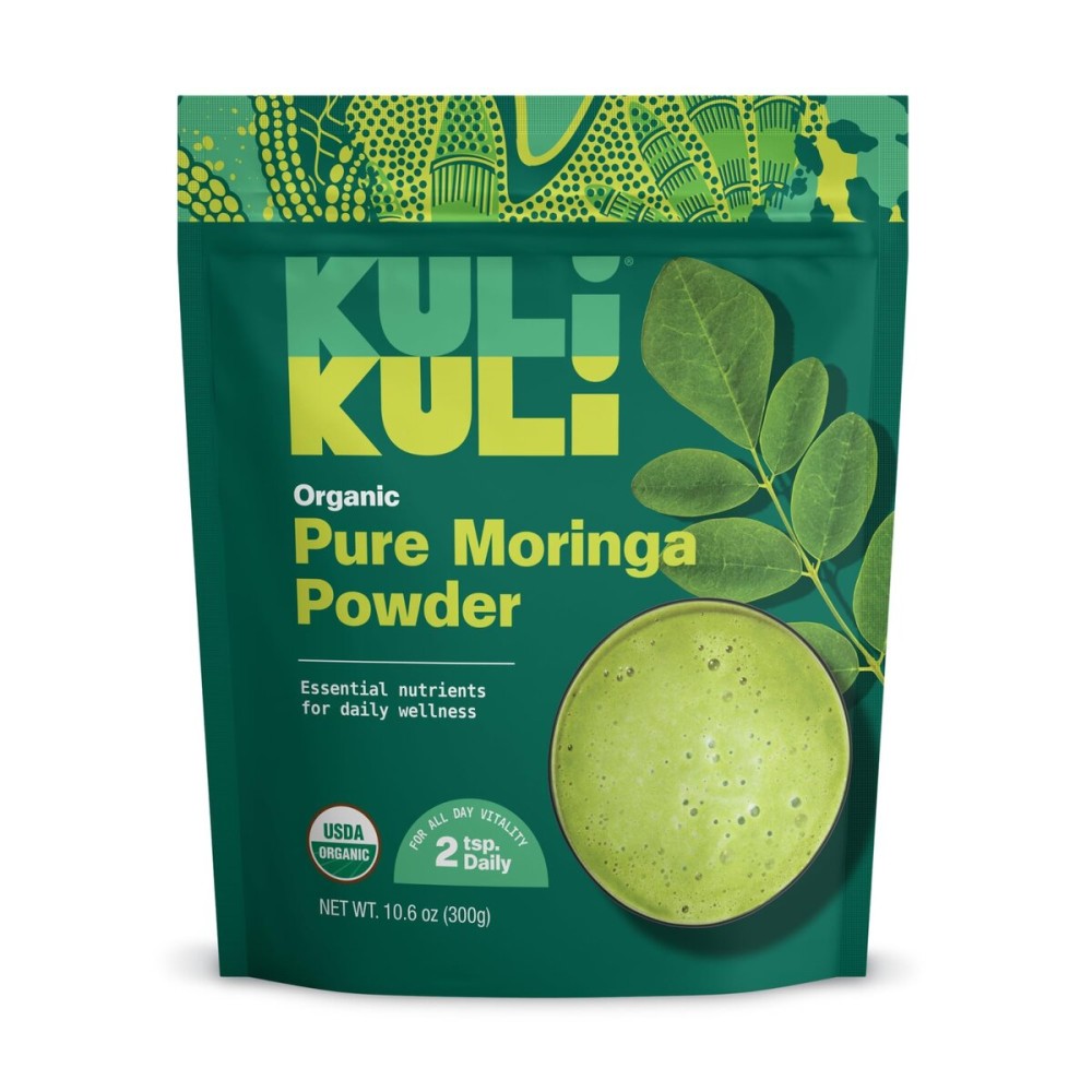 Kuli Kuli Moringa Oleifera Organic Leaf Powder & Green Smoothie, 100% Pure USDA Certified & Non-GMO Moringa Powder, Great with Smoothies, Tea, and Food - Single Pack, 10.6 oz