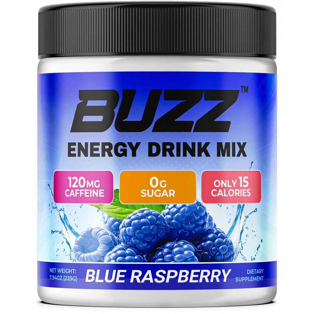 Morning Buzz Energy Drink Powder - Energy Boost Drink Mix - Sugar-Free Energy with Antioxidants - Morning Kickstart and Sports Nutrition Endurance Product - 30 Servings, Blue Raspberry, 8 Ounces