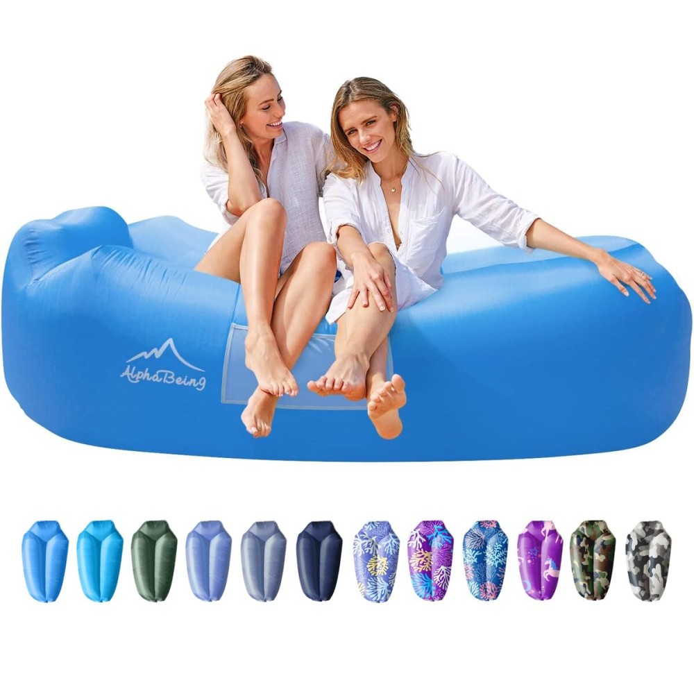 AlphaBeing Inflatable Lounger - Best Air Lounger for Travelling, Camping, Hiking - Ideal Inflatable Couch for Pool and Beach Parties - Perfect Air Chair for Picnics or Festivals
