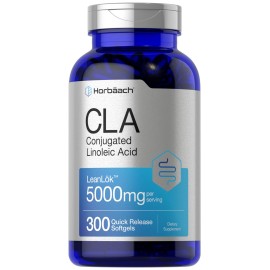 Horbach CLA Supplement | 300 Softgel Pills | Maximum Potency | Conjugated Lineolic Acid from Safflower Oil | Non-GMO, Gluten Free