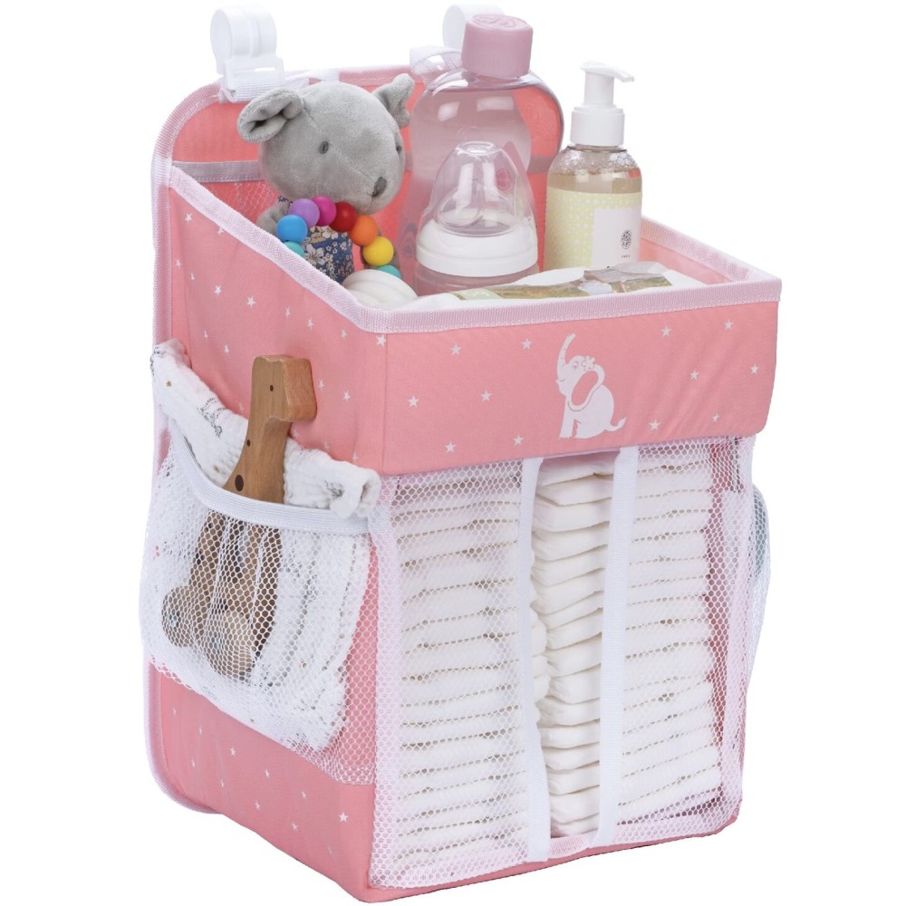 CRADLE STAR Hanging Diaper Caddy Organizer - Baby Shower Gifts for Changing Table - Hold 50+ Diapers - Nursery Baby Essentials for Newborn - Pink - 17x9x9 inches