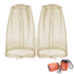 Benvo Mosquito Head Net Mesh, Face Neck Fly Netting Hood from Bugs Gnats Noseeums Screen Net for Any Outdoor Lover- with Carry Bags Fits Most Sizes of Hats Caps (2pcs, Khaki, Updated Big Net)