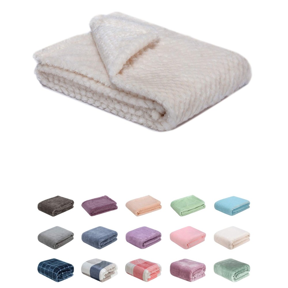 Fuzzy Blanket or Fluffy Blanket for Baby, Soft Warm Cozy Coral Fleece Toddler, Infant or Newborn Receiving Blanket for Crib, Stroller, Travel, Decorative (28Wx40L, XS-White)