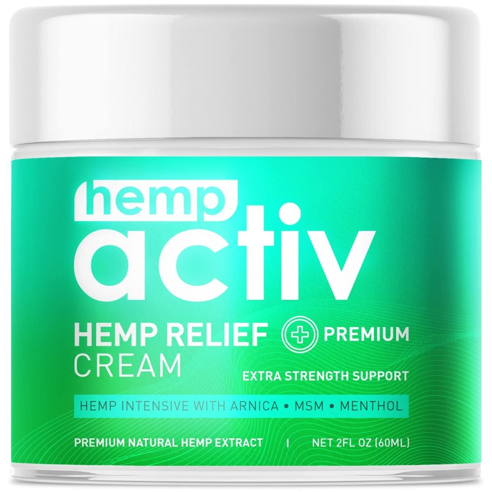 HEMPACTIV Hemp Cream with Menthol, MSM & Arnica - Lightweight, Fast-Absorbing Moisturizing Cream - Refreshing, Non-Greasy Formula for Nourished Skin - 2 Fl Oz