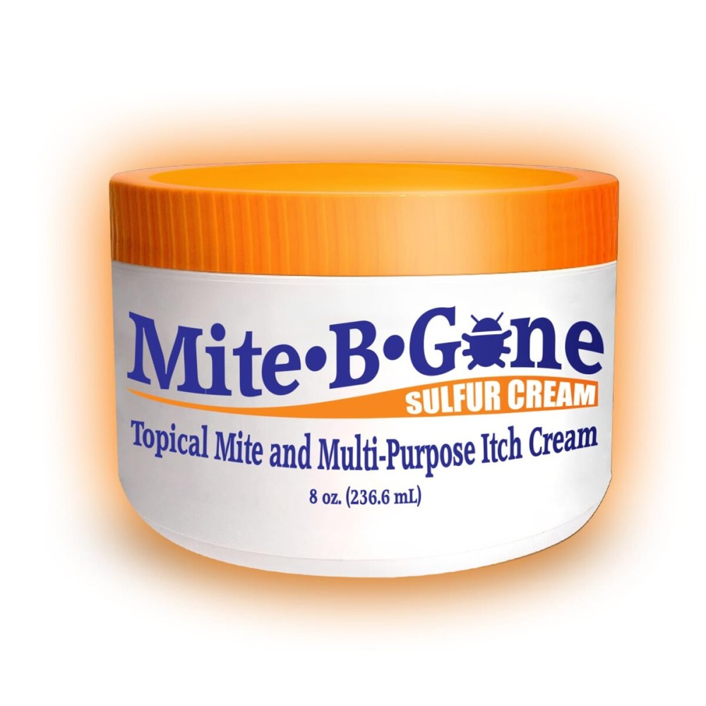 Human Mite Treatment Cream 8oz | Max-Strength 10x Sulfur Cream for Skin Mites, Bites, & Itching | Child & Adult Safe | Fast Relief for All Skin Types by Mite-Be-Gone