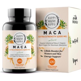 Organic Maca Root Capsules 1200 mg - Libido Booster for Women Fast Acting & Potent | Aphrodisiac Supplement | Energy Pills from Peru | Includes Black Pepper for High Absorption | Vegan, 120 Ct