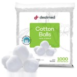 Dealmed 1000 ct. Cotton Balls for Face, Makeup, Medical Uses, & DIY Crafts | Non-Sterile Bulk Pack | Resealable Zip-Locked Bag | 100% Pure Cotton, Soft, Absorbent, Gentle (Pack of 1)