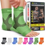 BLITZU Compression Socks for Plantar Fasciitis, Achilles Tendonitis, Arthritis Relief, Ankle Brace Compression Sleeve with Foot Arch Support, Ankle Wrap for Women, Men, Swelling & Heel Pain Green XXL