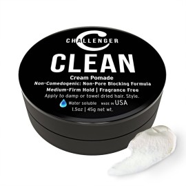 Challenger Fragrance Free Cream Pomade | Non-Comedogenic Styling Product | Unscented Hair Gel | Medium Firm Hold & Clean Ingredients | 1.5oz