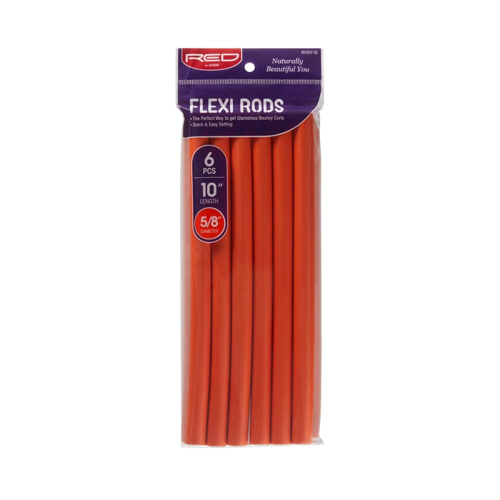Red by Kiss Flexi Rods - Heatless Hair Curler for 90S Glamorous Bouncy Curls Beach Waves, No Slips, Sleep Styler (10 Length, 5/8 Diameter)