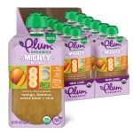 Plum Organics Mighty Builder Organic Toddler Food - Mango, Banana, White Bean, and Chia - 4 oz Pouch (Pack of 12) - Organic Fruit and Vegetable Toddler Food Pouch