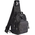 LBlanco Tactical Shoulder Sling Bag Small Outdoor Chest Pack Backpack for Men Traveling, Trekking, Camping, Sling Backpack Daypack Army Bag(Black)
