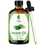 SVA Neem Seed Oil - 4 Fl Oz - 100% Natural Cold Pressed Neem Oil - for Face, Skin Care, Hair Care, Scalp Massage & Body Massage - Carrier Oil with Dropper