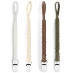 Kapihouse Pacifier Clips for Boys and Girls, Baby Holder Leash, Teething Toy or Soothie by Hand-Made Braided 4 Pack, Color E