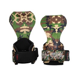 Cobra Grips PRO Weight Lifting Gloves Heavy Duty Straps Alternative Power Lifting Hooks Best for Deadlifts Adjustable Neoprene Padded Wrist Wraps Support Bodybuilding (PRO Green CAMO Rubber)