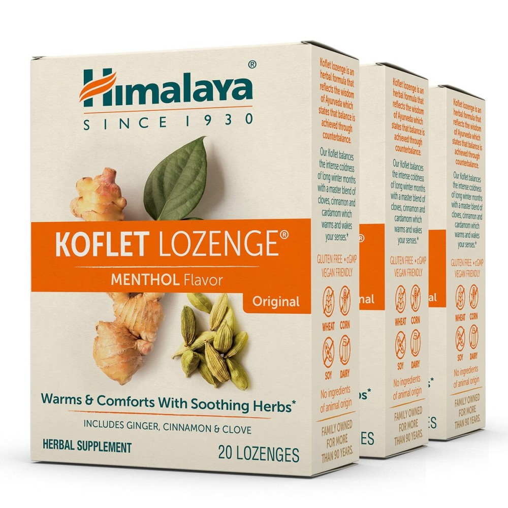 Himalaya Koflet Lozenges,Natural Herbal Cough Drop for Warming Relief and Soothing Throat Comfort (3-Pack, Menthol)