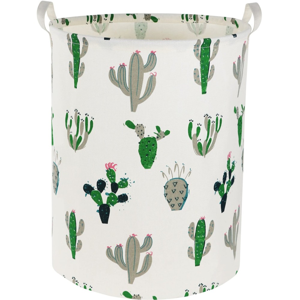 TIBAOLOVER Laundry Basket Kids laundry hamper Cactus Hamper Toy Storage Bin Organizer for Boys and Girls Cactus Room Decor(Green and Gray
