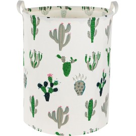 TIBAOLOVER Laundry Basket Kids laundry hamper Cactus Hamper Toy Storage Bin Organizer for Boys and Girls Cactus Room Decor(Green and Gray