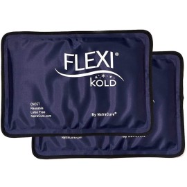 2 FlexiKold Gel Ice Packs - Ice Packs for Injuries Reusable, Back Pain Relief, Knee Ice Pack Wrap, After Surgery, Ice Pack for Knee - 6303-COLD-2PK by NatraCure - Medium - 2PK