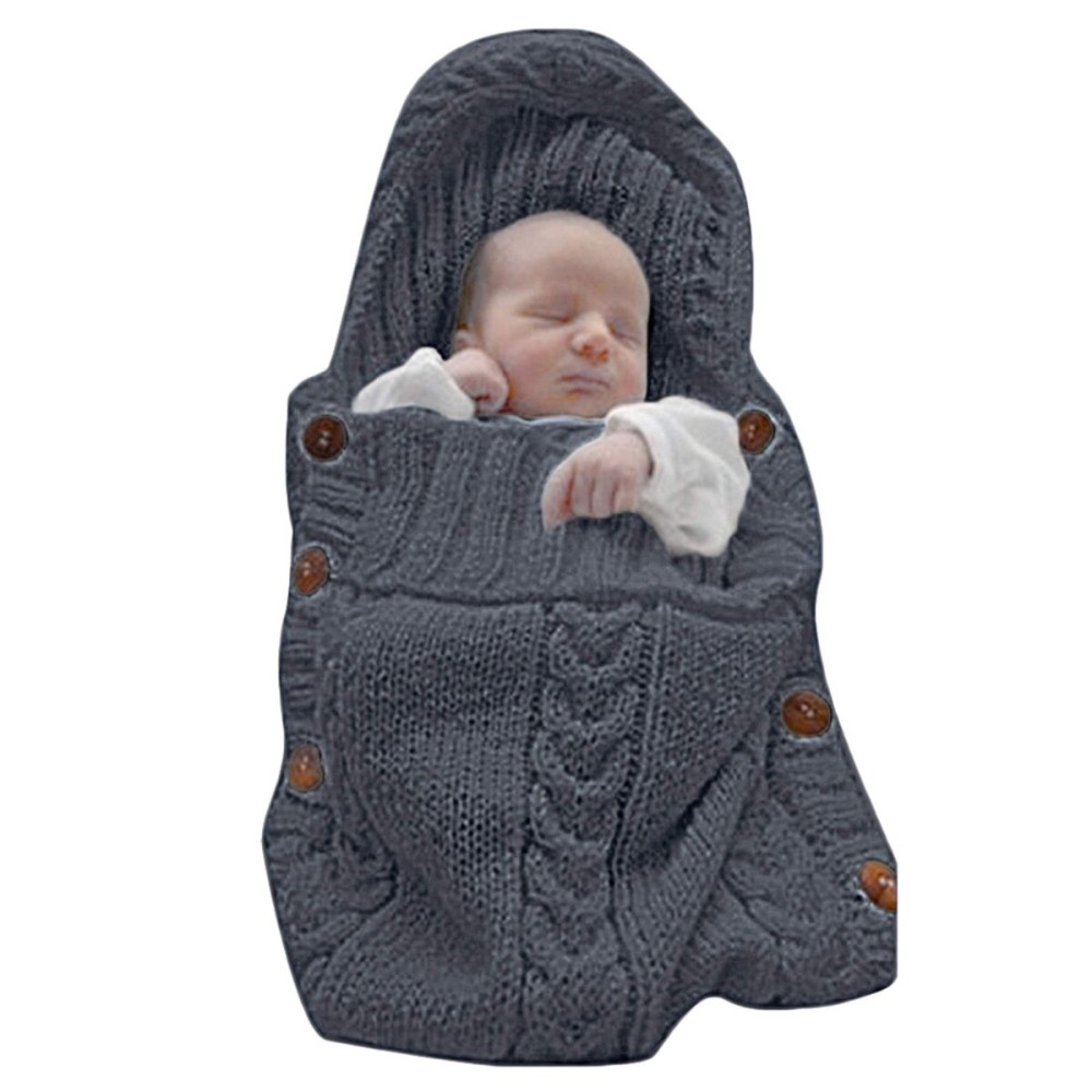 XMWEALTHY Newborn Baby Wrap Swaddle Blanket Knit Sleeping Bag Receiving Blankets Stroller Wrap for Baby(Black Grey) (0-6 Month)