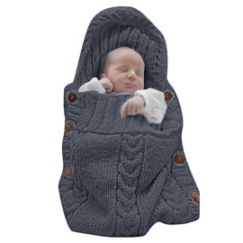 XMWEALTHY Newborn Baby Wrap Swaddle Blanket Knit Sleeping Bag Receiving Blankets Stroller Wrap for Baby(Black Grey) (0-6 Month)