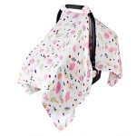 Muslin Baby Car Seat Canopy, Metplus Infant Carseat Cover - Extra Wide Universal Fit, Lightweight Breathable Soft for Babies Girls Shower Gift (Purple Flower)