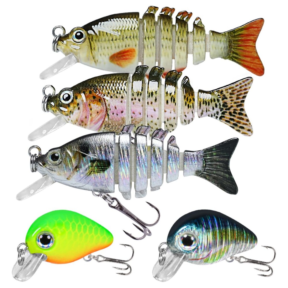 TRUSCEND Fishing Lures for Bass Trout Crappie, Multi Jointed Swimbait with Crankbaits, Slow Sinking Swimming Lures Freshwater Saltwater, Lifelike Walleye Pike Bass Lure, Fishing Gear Plugs Baits