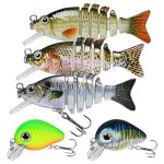 TRUSCEND Fishing Lures for Bass Trout Crappie, Multi Jointed Swimbait with Crankbaits, Slow Sinking Swimming Lures Freshwater Saltwater, Lifelike Walleye Pike Bass Lure, Fishing Gear Plugs Baits