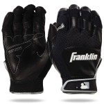Franklin Sports MLB Baseball Batting Gloves - Shok-Sorb X Batting Gloves for Baseball + Softball - Adult + Youth Padded Non-Sting Pairs - Black/Black - Adult Small