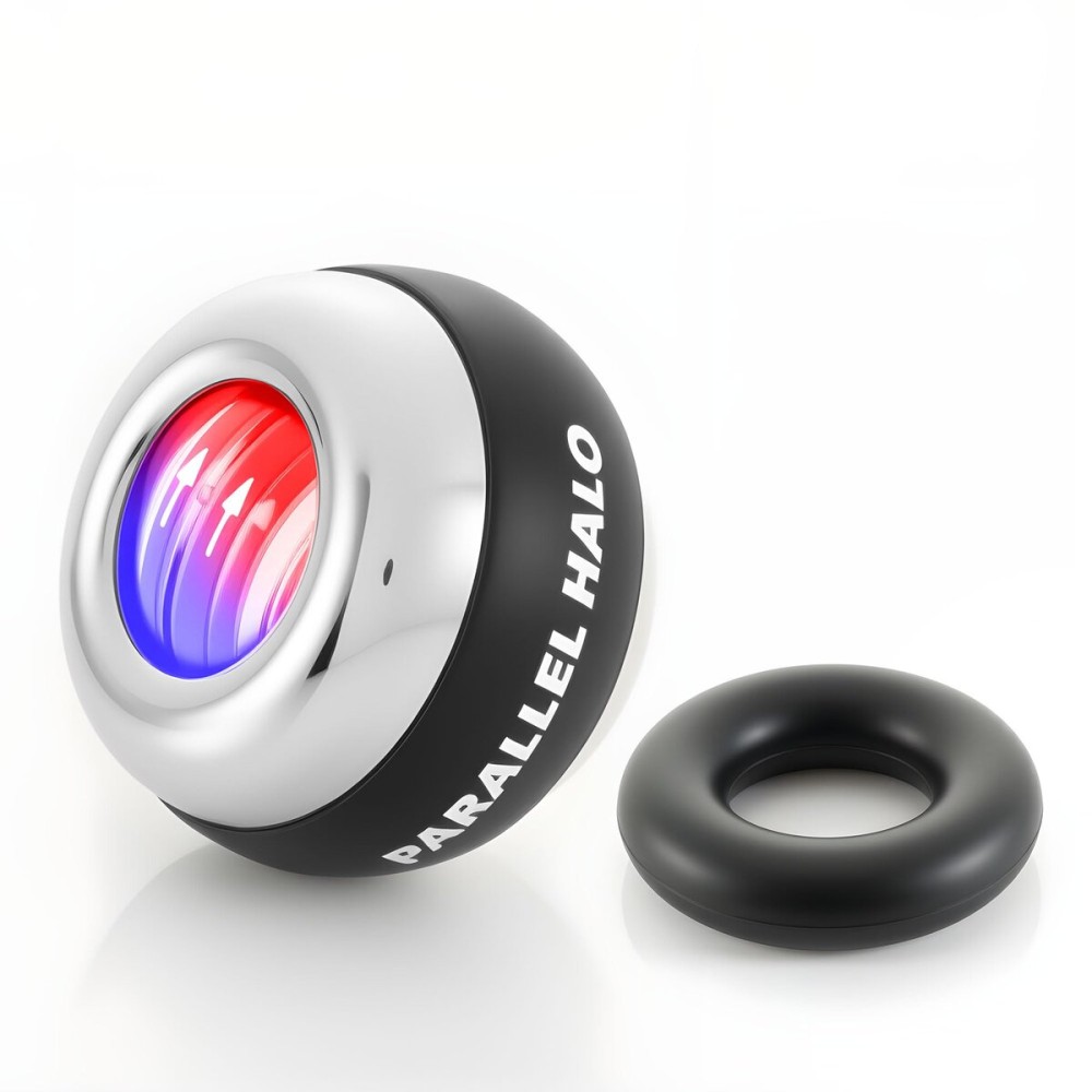 Parallel Halo Power Wrist Ball AUTO Start Metal Shell Gyroscope Ball with Colorful Lights Weighted Wrist and Forearm Exerciser Arm Strengthener for Strengthening Muscle and Bones