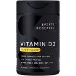 Sports Research Vitamin D3 5000 IU with Coconut MCT Oil - Extra Strength Vitamin D Supplement - Non-GMO Verified, Gluten & Soy Free - 125mcg, 30 Liquid Softgels