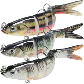 TRUSCEND Easy Catch Swimmax, Magic Noisy Turbulent Wiggling and Vibrating Actions for More Bites, Segmented Swimbait Jointed by Dyneema Strongest Fiber, Lifelike Fishing Lures for Relax Family Fishing