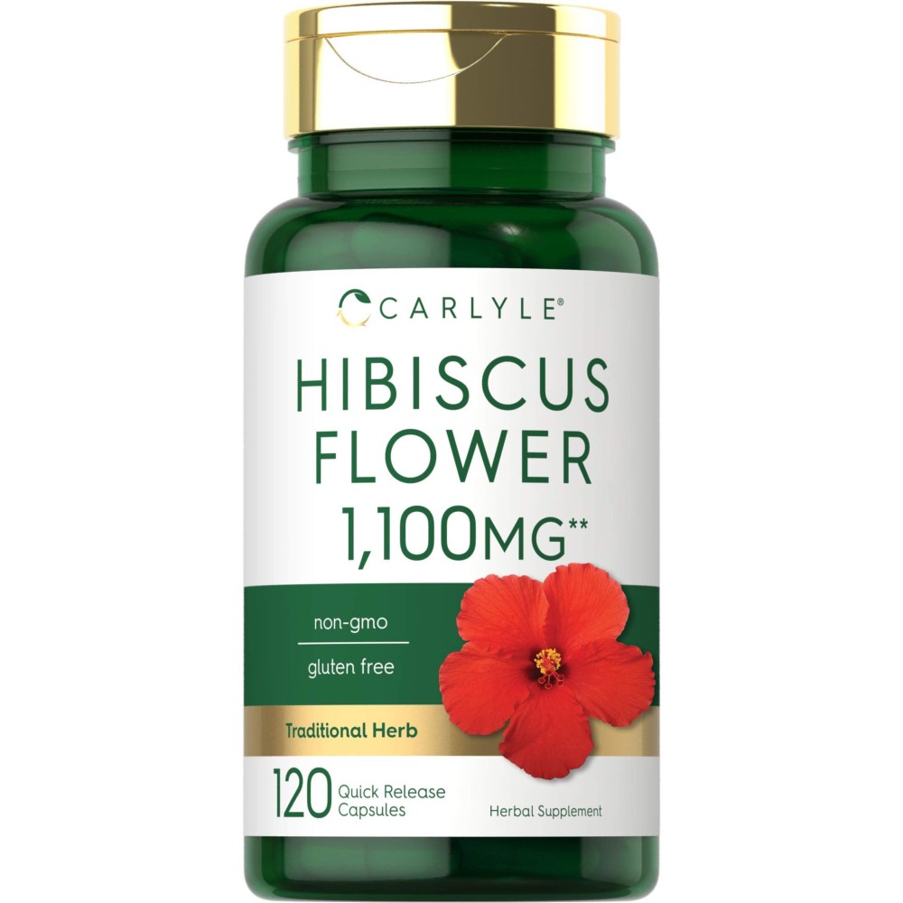 Carlyle Hibiscus Flower Extract 1100 mg | 120 Capsules | Non-GMO, Gluten Free Supplement