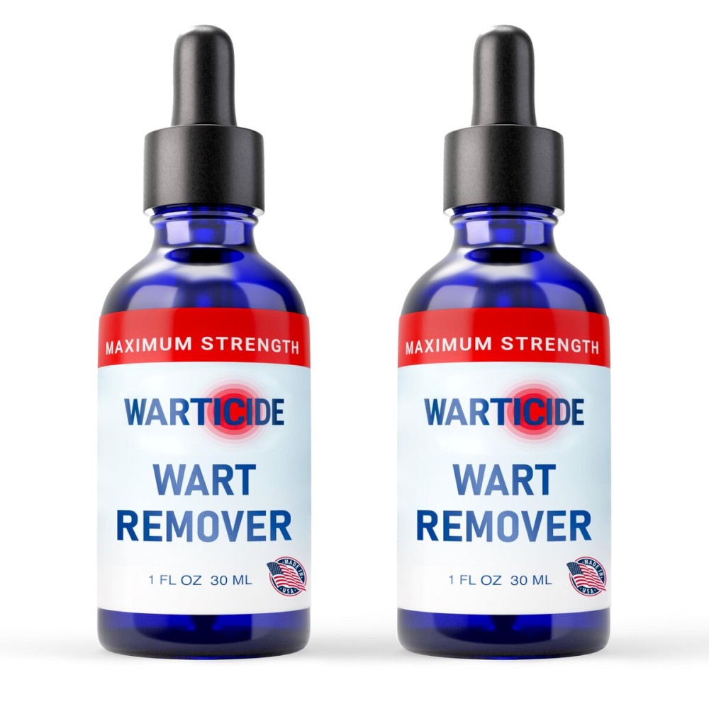 Liquid Wart Remover with 10% Salicylic Acid, Tea Tree & Cedar Leaf Oil - Max Strength Genital & Plantar Wart Treatment for Feet, Hands & Body - Made in USA-Freeze Off Alternative-1 Fl Oz Dropper(2 Pc)