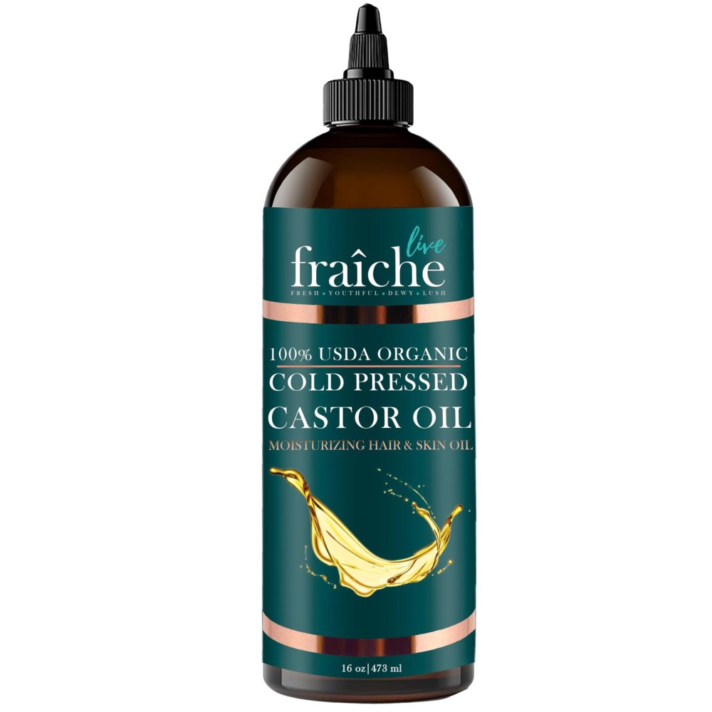 Organic Castor Oil (16oz) - Pure Castor Oil Organic Hexane Free Cold Pressed Unrefined Bottle - Natural Hair Growth Oil for Moisturizing & Healing Dry Skin - Castor Oil for Skin & Hair Treatment Oil