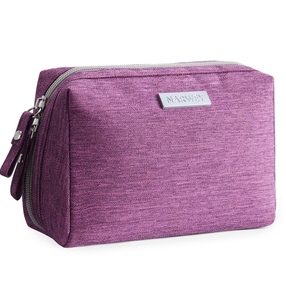 Narwey Small Makeup Bag for Purse Mini Cosmetic Bag Travel Makeup Pouch Zipper Pouch Cute Make up Bags with Compartments for Women (Small, Purple)