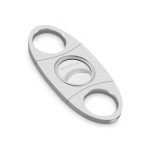Anntuk Cigar Cutter Stainless Steel Guillotine Double Cut Blade in Leather Pouch, Silver