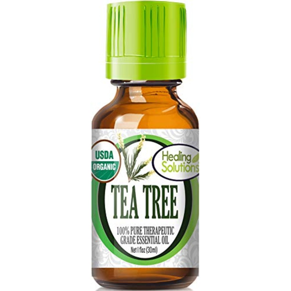Healing Solutions Organic Tea Tree Essential Oil, 1 oz/10ml Undiluted Tea Tree Oil for Skin & Hair