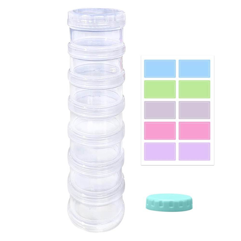7 Day Pill Organizer Case Stackable Weekly Supplements Vitamins Pills Holder Dispenser Large Clear Transparent with Extra Lid