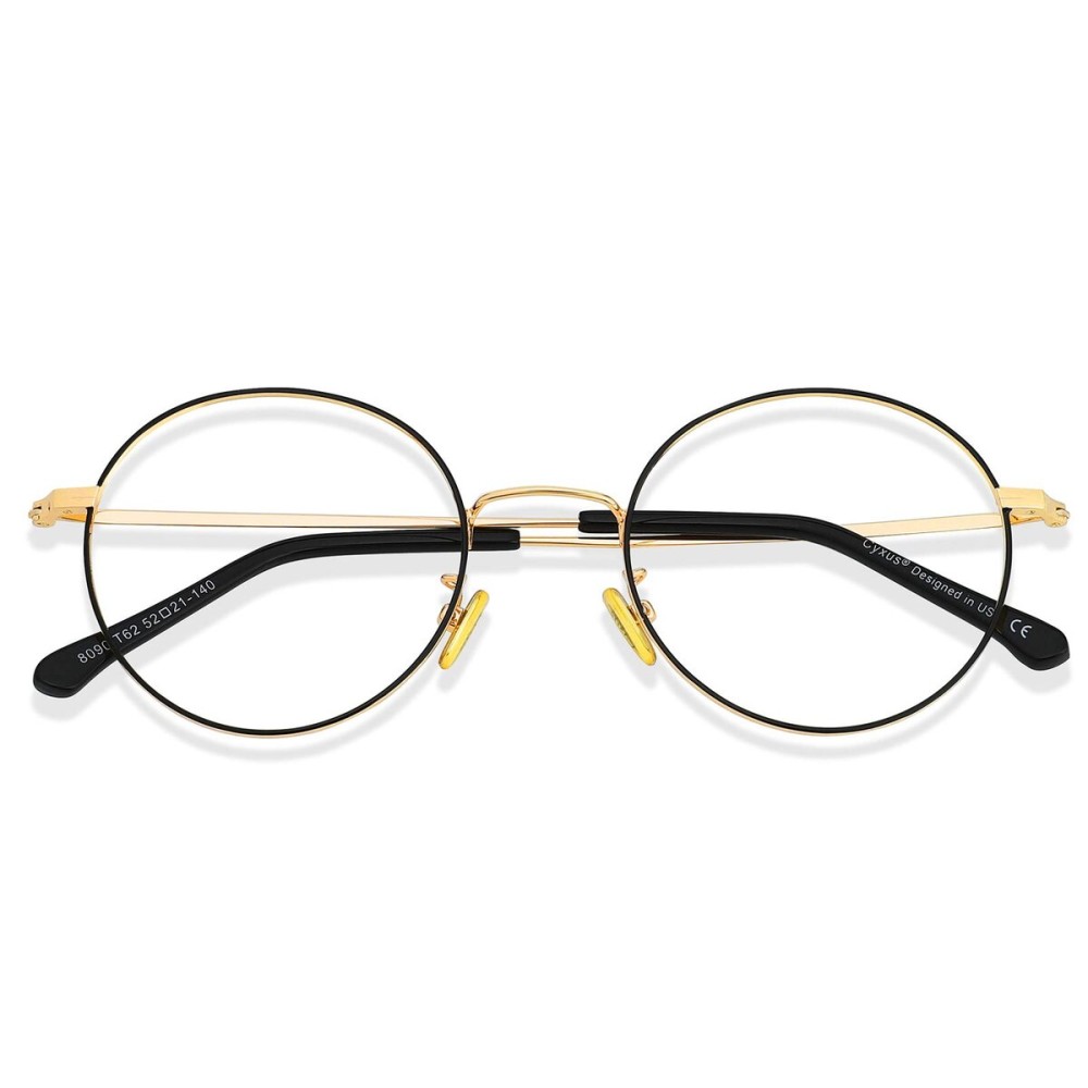 Cyxus Blue Light Blocking Glasses Women Men, Panto Style 70s Retro Looks Vintage Round Wire Office Computer Gaming Study 8090