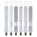 babygoal Baby Pacifier Clips, 6 Pack Pacifier Holder for Boys and Girls Fits for Most Pacifiers and Binkies 6MP09