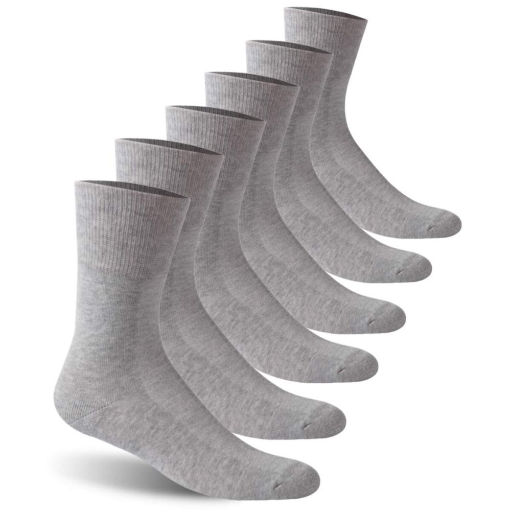 Facool Diabetic Neuropathy Socks, Unisex Dress Crew Cotton Edema Non-Binding Diabete Men Women Losse Top Seamless Toe Cushioned Soft Comfortable Socks, 6 Pairs Grey XL